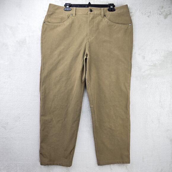 Lululemon ABC Pants Utilitech Crop Men’s 36x26 Tan 5 Pocket Stretch LM5AHOS - Picture 1 of 14